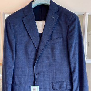 Peter Millar Collection Men's Classic Fit Italian Wool Suit, Blue Windowpane